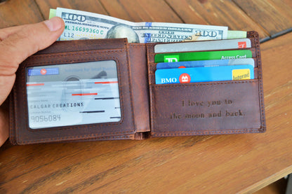 Personalized Leather 2ID FLAP Wallet for Men